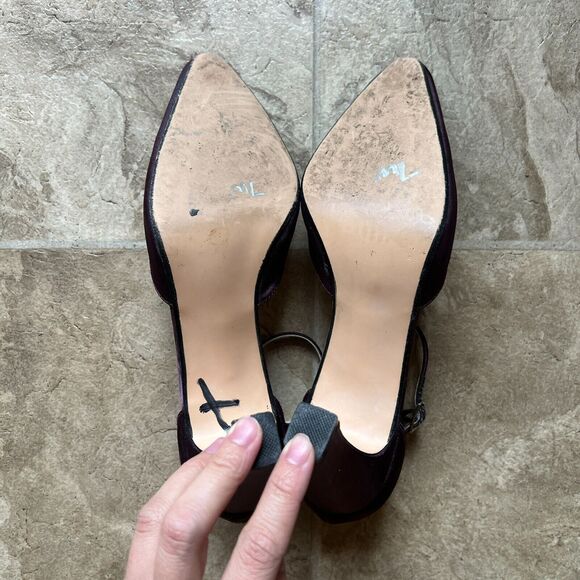 Vtg Y2K Colin Stuart Satin Heels 7.5 Purple Iridescent Prom Formal Wedding Glam - Picture 4 of 6